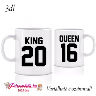 Egyedi gyártású Egyedi számos King Queen bögrék