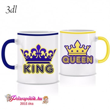 Egyedi gyártású King Queen színes bögrék