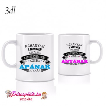 Egyedi gyártású Családi színes páros bögrék