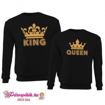 Egyedi gyártású King Queen pulcsik arany mintával
