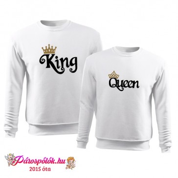 Egyedi gyártású King Queen páros pulóver, cartoon stílus