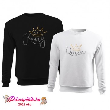 Egyedi gyártású King Queen páros pulóver, kézi rajz stílusban
