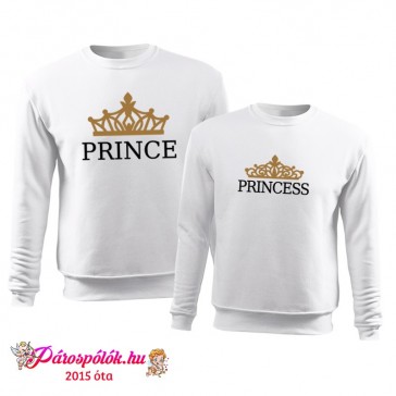 Egyedi gyártású Prince Princess koronás páros pulóver