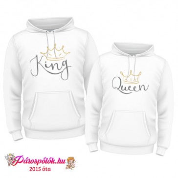 Egyedi gyártású Fehér King Queen kapucnis pulóverek