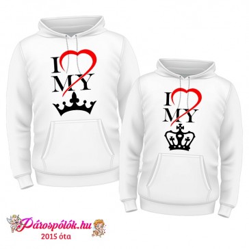 Egyedi gyártású Fehér King Queen kapucnis pulóverek