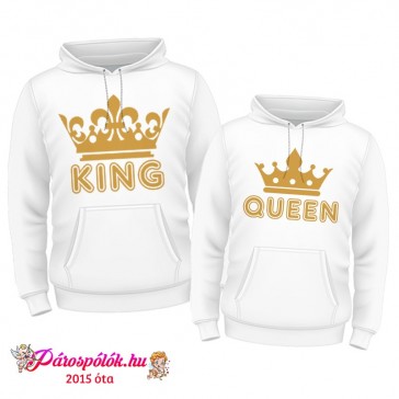 Egyedi gyártású Fehér King Queen kapucnis pulóverek