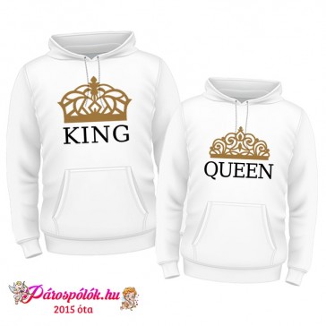 Egyedi gyártású Fehér King Queen kapucnis pulóverek