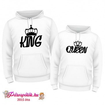 Egyedi gyártású Fehér King Queen kapucnis pulóverek