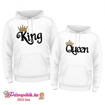 Egyedi gyártású Fehér King Queen kapucnis pulóverek