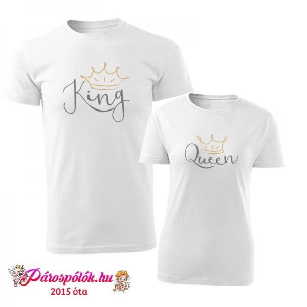 Egyedi gyártású King Queen páros pólók, rajzos3