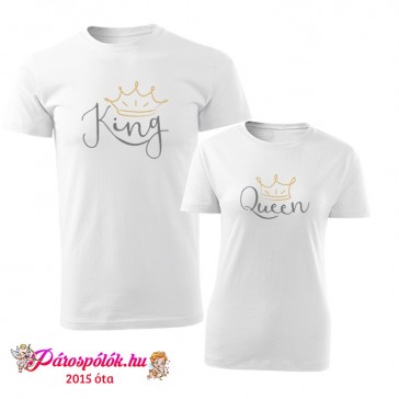 Egyedi gyártású King Queen páros pólók, rajzos3