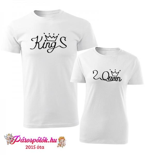 Egyedi gyártású King Queen fehér pólók, rajzos1
