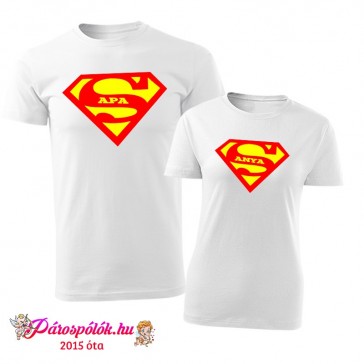 Egyedi gyártású Super Apa Anya családi pólók
