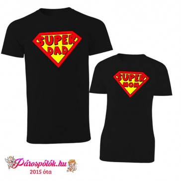 Egyedi gyártású Super Dad Mom családi pólók
